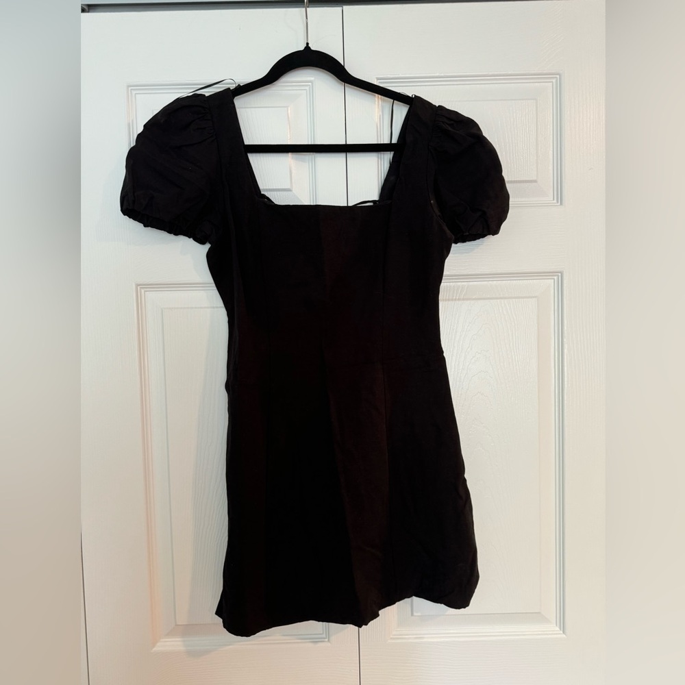 Zara black mini dress with cap sleeves and tie up back